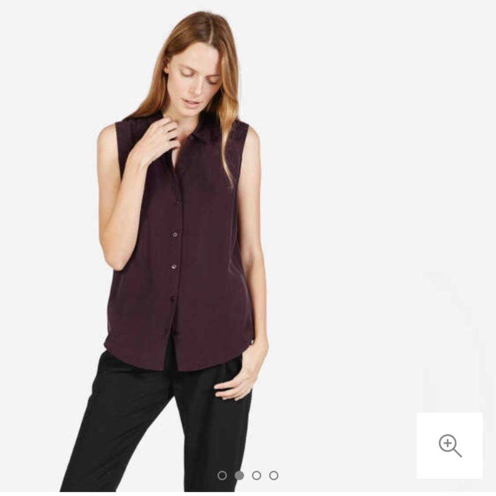 Everlane silk sleeveless shirt in burgundy XS